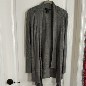 White House Black Market Gray Open Front Cardigan